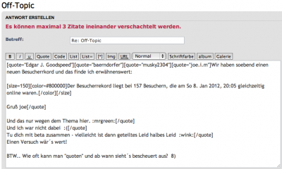 Off-Topic 3x &quot;gequotet!&quot; :)