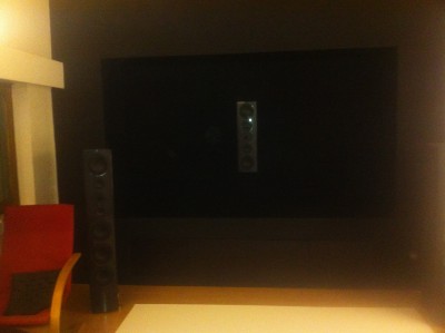Raum hinter der Leinwand mit schwarzem Molton ausgekleidet 1